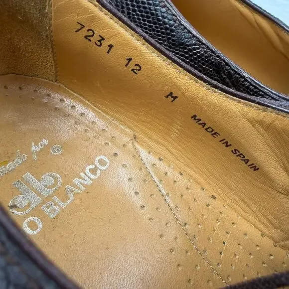 Julio Blanco Brown Lizard Embossed Oxford Dress Shoes 12 - Picture 6 of 8